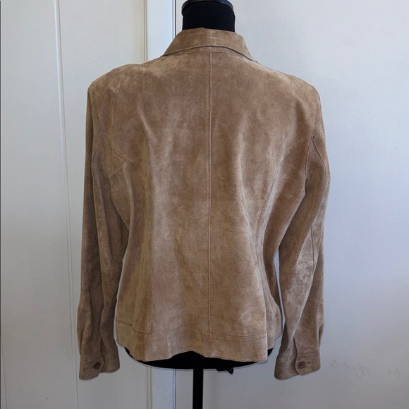Issac Mizrahi Suede Tan Leather Jacket Shirt Shacket Women’s Size XL - Picture 4 of 16
